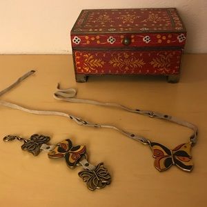 Lucky Brand Wood Butterfly Necklace/bracelet